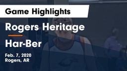 Rogers Heritage  vs Har-Ber  Game Highlights - Feb. 7, 2020