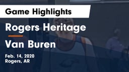 Rogers Heritage  vs Van Buren  Game Highlights - Feb. 14, 2020