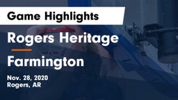 Rogers Heritage  vs Farmington  Game Highlights - Nov. 28, 2020