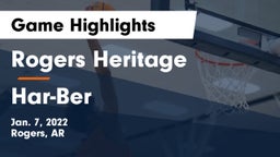 Rogers Heritage  vs Har-Ber  Game Highlights - Jan. 7, 2022