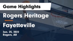 Rogers Heritage  vs Fayetteville  Game Highlights - Jan. 25, 2022