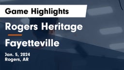 Rogers Heritage  vs Fayetteville  Game Highlights - Jan. 5, 2024