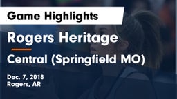 Rogers Heritage  vs Central  (Springfield MO) Game Highlights - Dec. 7, 2018