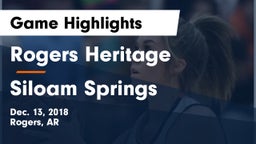 Rogers Heritage  vs Siloam Springs  Game Highlights - Dec. 13, 2018