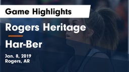 Rogers Heritage  vs Har-Ber  Game Highlights - Jan. 8, 2019