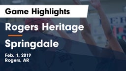 Rogers Heritage  vs Springdale Game Highlights - Feb. 1, 2019