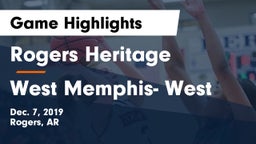 Rogers Heritage  vs West Memphis- West Game Highlights - Dec. 7, 2019