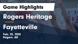 Rogers Heritage  vs Fayetteville  Game Highlights - Feb. 25, 2020
