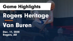 Rogers Heritage  vs Van Buren  Game Highlights - Dec. 11, 2020