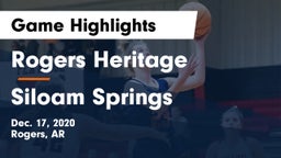 Rogers Heritage  vs Siloam Springs  Game Highlights - Dec. 17, 2020