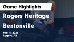 Rogers Heritage  vs Bentonville  Game Highlights - Feb. 5, 2021