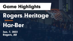 Rogers Heritage  vs Har-Ber  Game Highlights - Jan. 7, 2022
