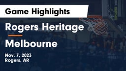 Rogers Heritage  vs Melbourne  Game Highlights - Nov. 7, 2023
