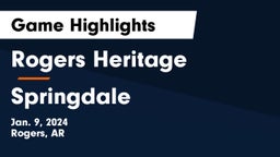 Rogers Heritage  vs Springdale  Game Highlights - Jan. 9, 2024