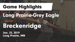 Long Prairie-Grey Eagle  vs Breckenridge Game Highlights - Jan. 22, 2019