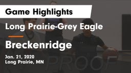 Long Prairie-Grey Eagle  vs Breckenridge  Game Highlights - Jan. 21, 2020