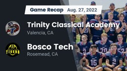 Recap: Trinity Classical Academy  vs. Bosco Tech  2022