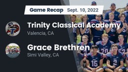 Recap: Trinity Classical Academy  vs. Grace Brethren  2022