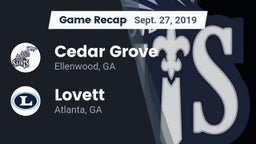 Recap: Cedar Grove  vs. Lovett  2019