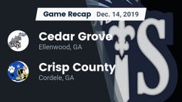 Recap: Cedar Grove  vs. Crisp County  2019