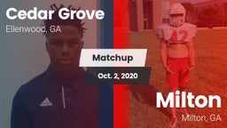 Matchup: Cedar Grove vs. Milton  2020