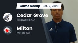 Recap: Cedar Grove  vs. Milton  2020