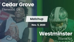 Matchup: Cedar Grove vs. Westminster  2020