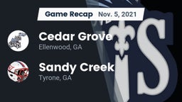 Recap: Cedar Grove  vs. Sandy Creek  2021
