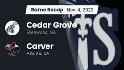 Recap: Cedar Grove  vs. Carver  2022