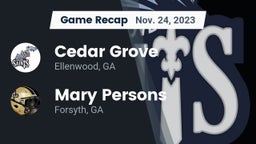 Recap: Cedar Grove  vs. Mary Persons  2023