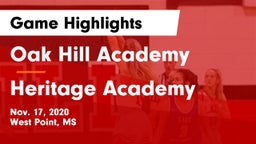 Oak Hill Academy  vs Heritage Academy  Game Highlights - Nov. 17, 2020