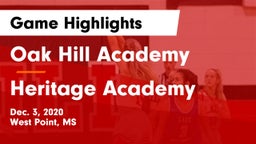Oak Hill Academy  vs Heritage Academy  Game Highlights - Dec. 3, 2020