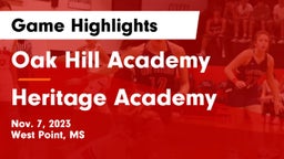 Oak Hill Academy  vs Heritage Academy  Game Highlights - Nov. 7, 2023