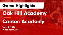 Oak Hill Academy  vs Canton Academy  Game Highlights - Jan. 4, 2024