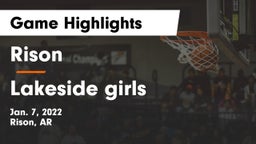 Rison  vs Lakeside girls Game Highlights - Jan. 7, 2022