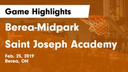 Berea-Midpark  vs Saint Joseph Academy Game Highlights - Feb. 25, 2019