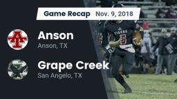 Recap: Anson  vs. Grape Creek  2018