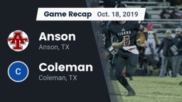 Recap: Anson  vs. Coleman  2019