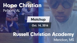 Matchup: Hope Christian vs. Russell Christian Academy  2016
