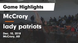 McCrory  vs lady patriots Game Highlights - Dec. 10, 2018