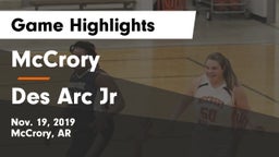 McCrory  vs Des Arc Jr Game Highlights - Nov. 19, 2019