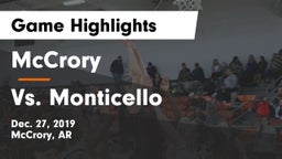 McCrory  vs Vs. Monticello Game Highlights - Dec. 27, 2019
