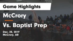 McCrory  vs Vs. Baptist Prep Game Highlights - Dec. 28, 2019