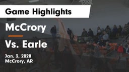 McCrory  vs Vs. Earle  Game Highlights - Jan. 3, 2020