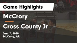 McCrory  vs Cross County Jr Game Highlights - Jan. 7, 2020