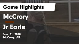 McCrory  vs Jr Earle Game Highlights - Jan. 31, 2020