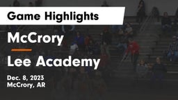 McCrory  vs Lee Academy  Game Highlights - Dec. 8, 2023