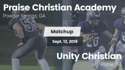 Matchup: Praise Christian Aca vs. Unity Christian  2019