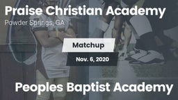 Matchup: Praise Christian Aca vs. Peoples Baptist Academy 2020