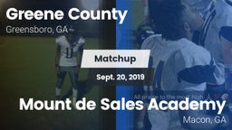 Matchup: Greene County vs. Mount de Sales Academy  2019